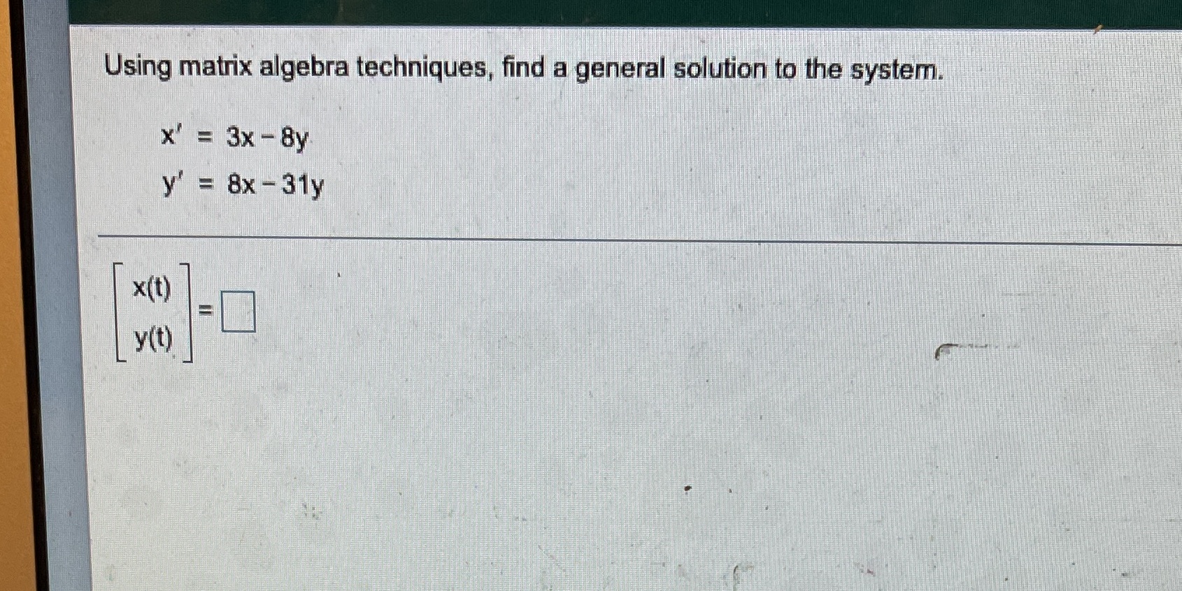 Using matrix algebra techniques, find a general