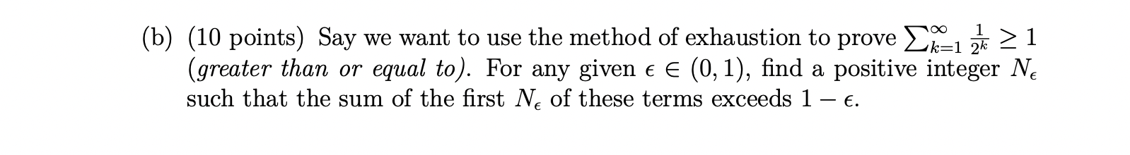 4. (15 points) Consider the following infinite