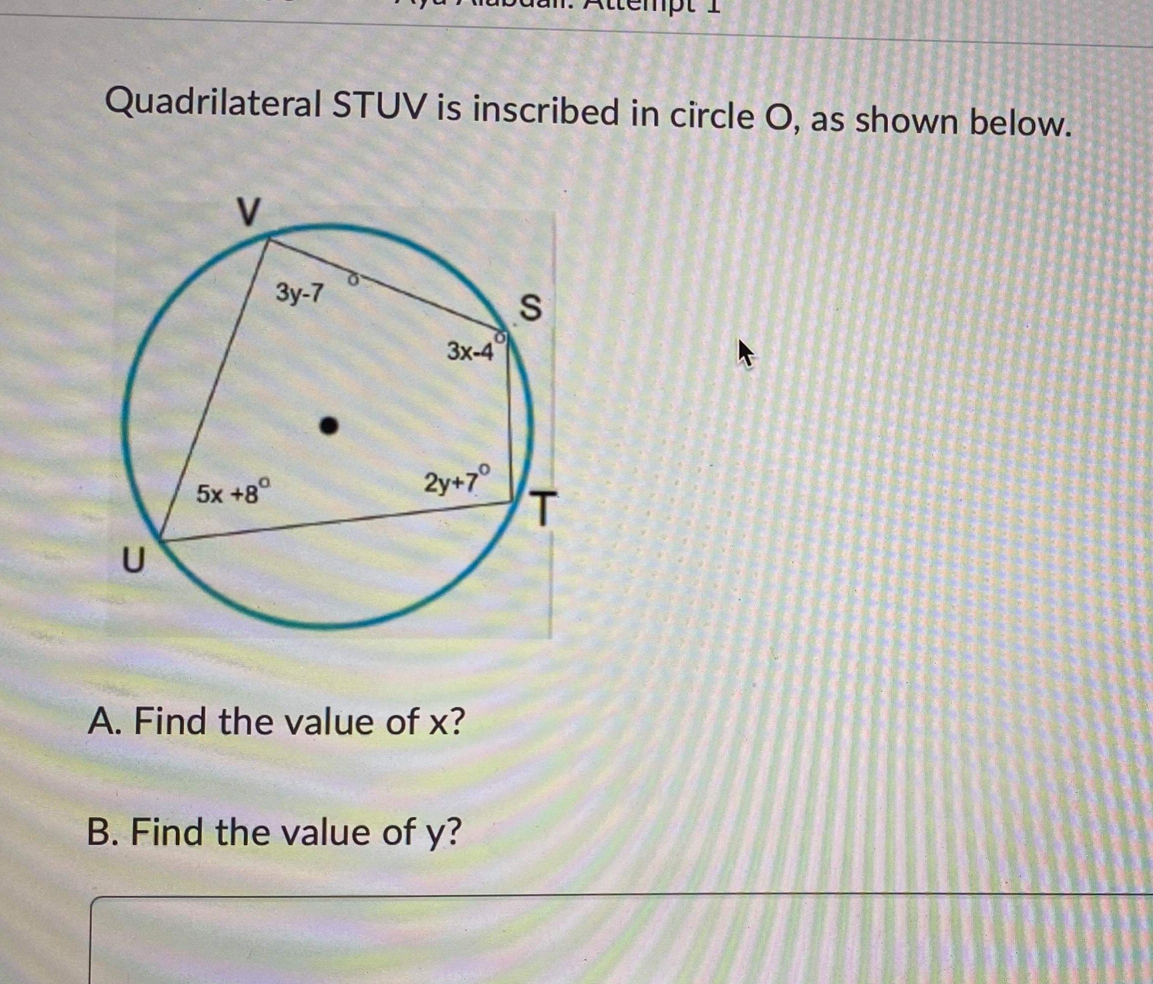 No explanations needed An angle is inscribed in
