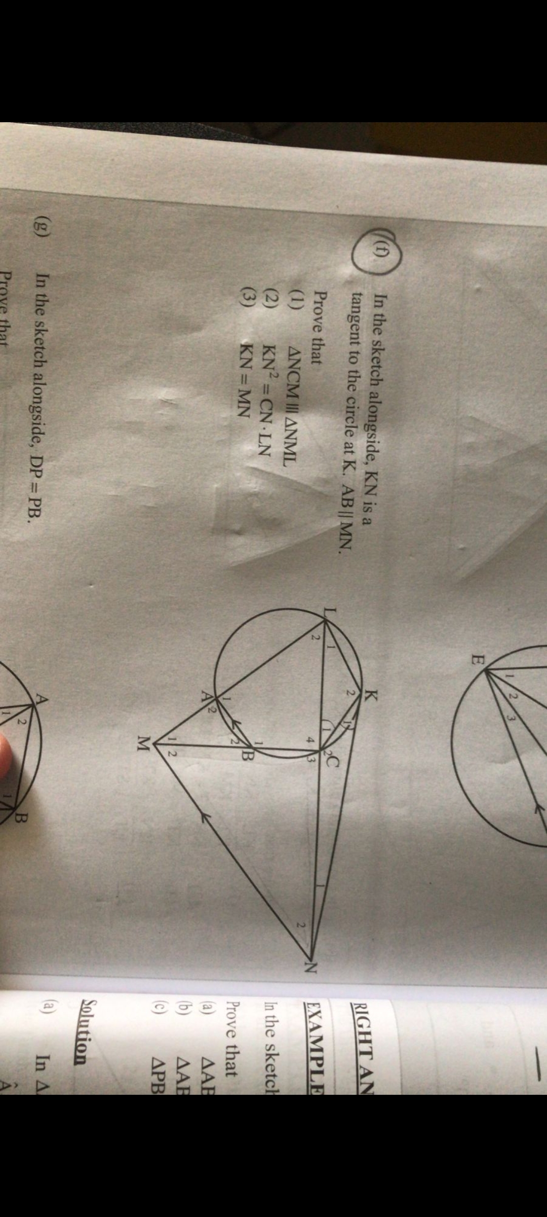 In the sketch alongside, KN is a RIGHT AN N