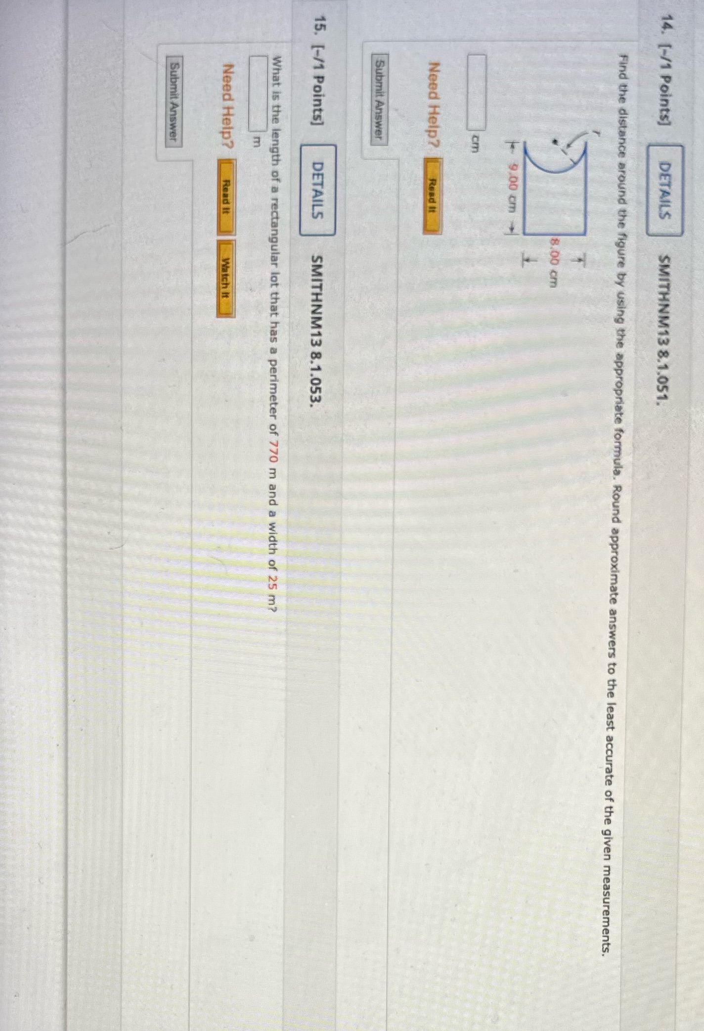 14. [-/1 Points] DETAILS SMITHNM13 8.1.051. Find