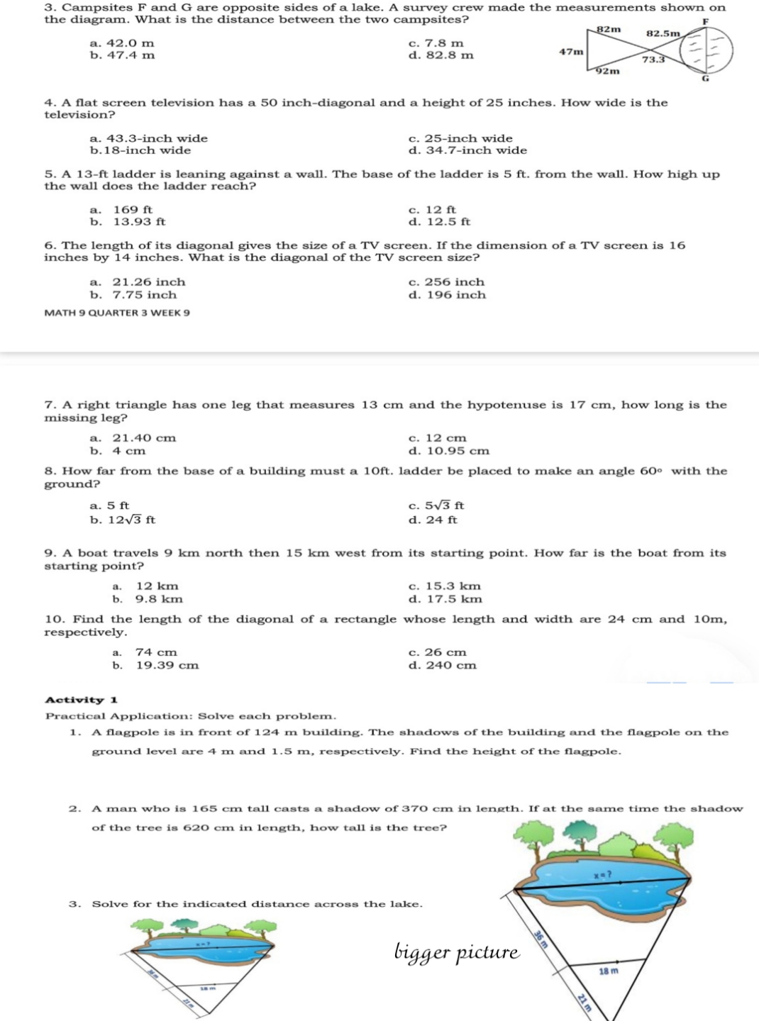 please help me with this question 3. Campsites F