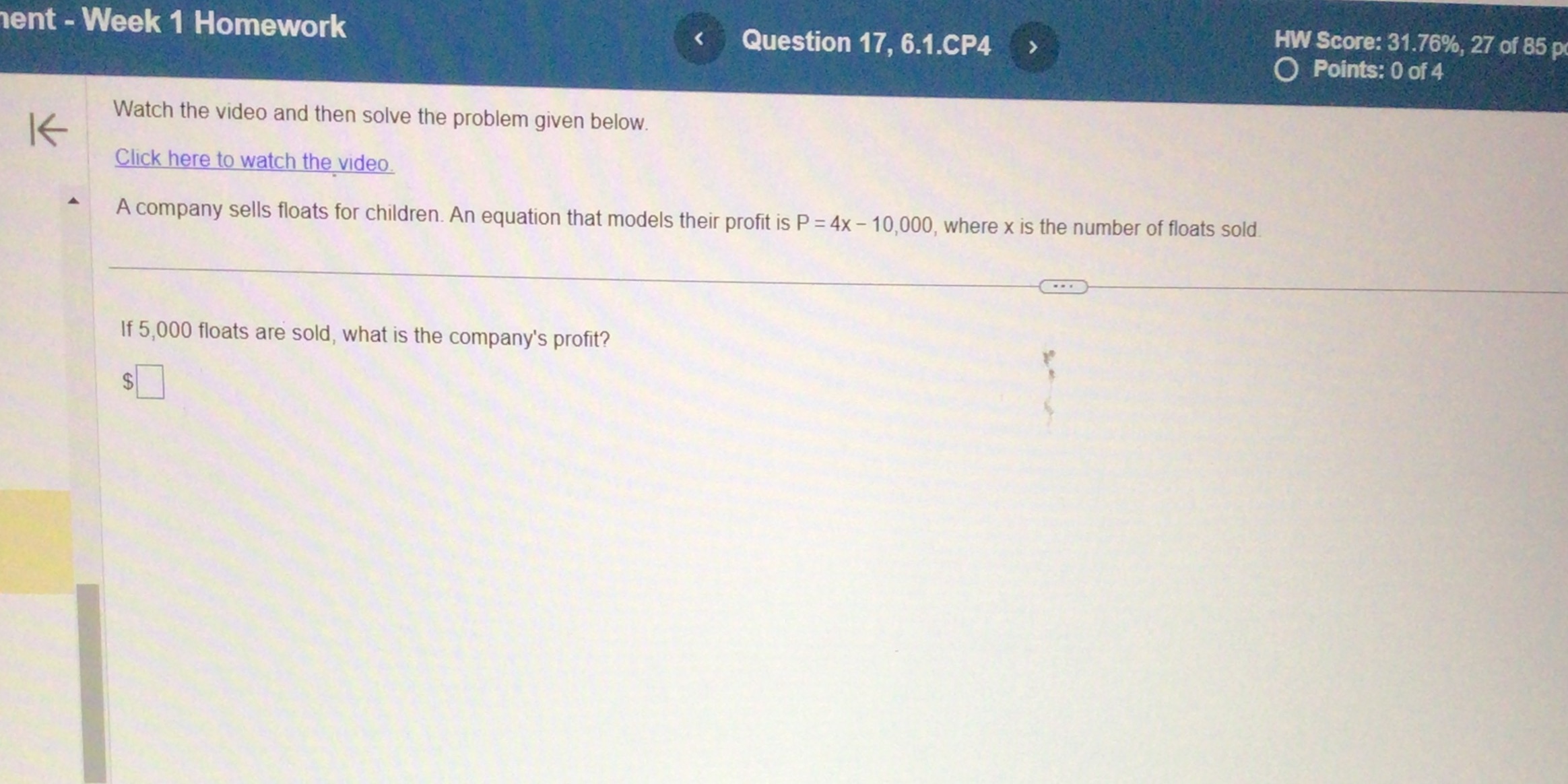 w Wk Q Video and then sotve the problem given