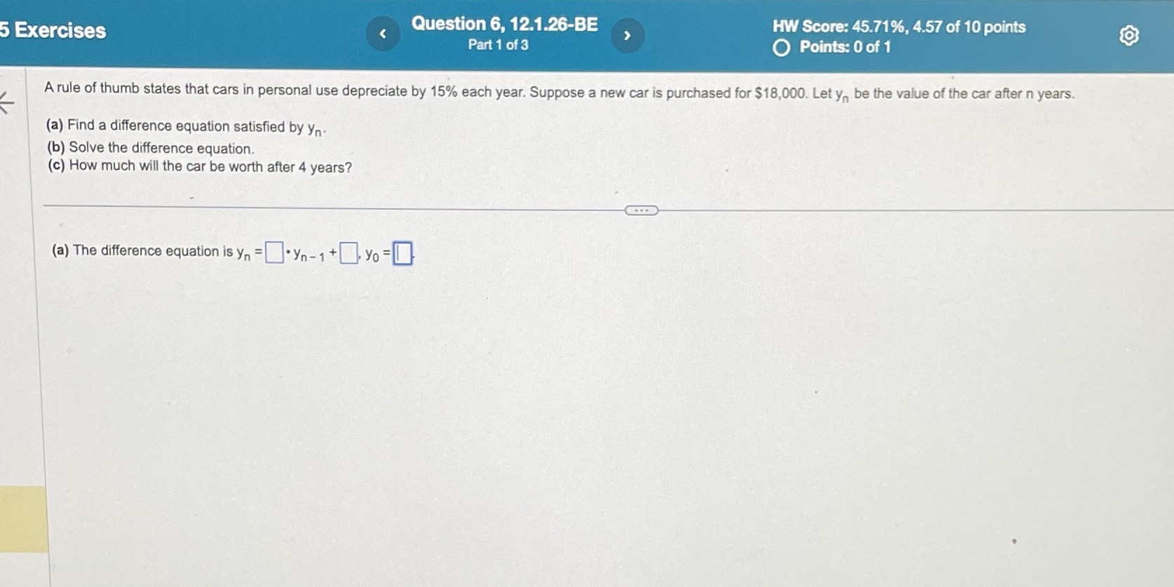 5 Exercises Question 6, 12.1.26-BE HW Score: