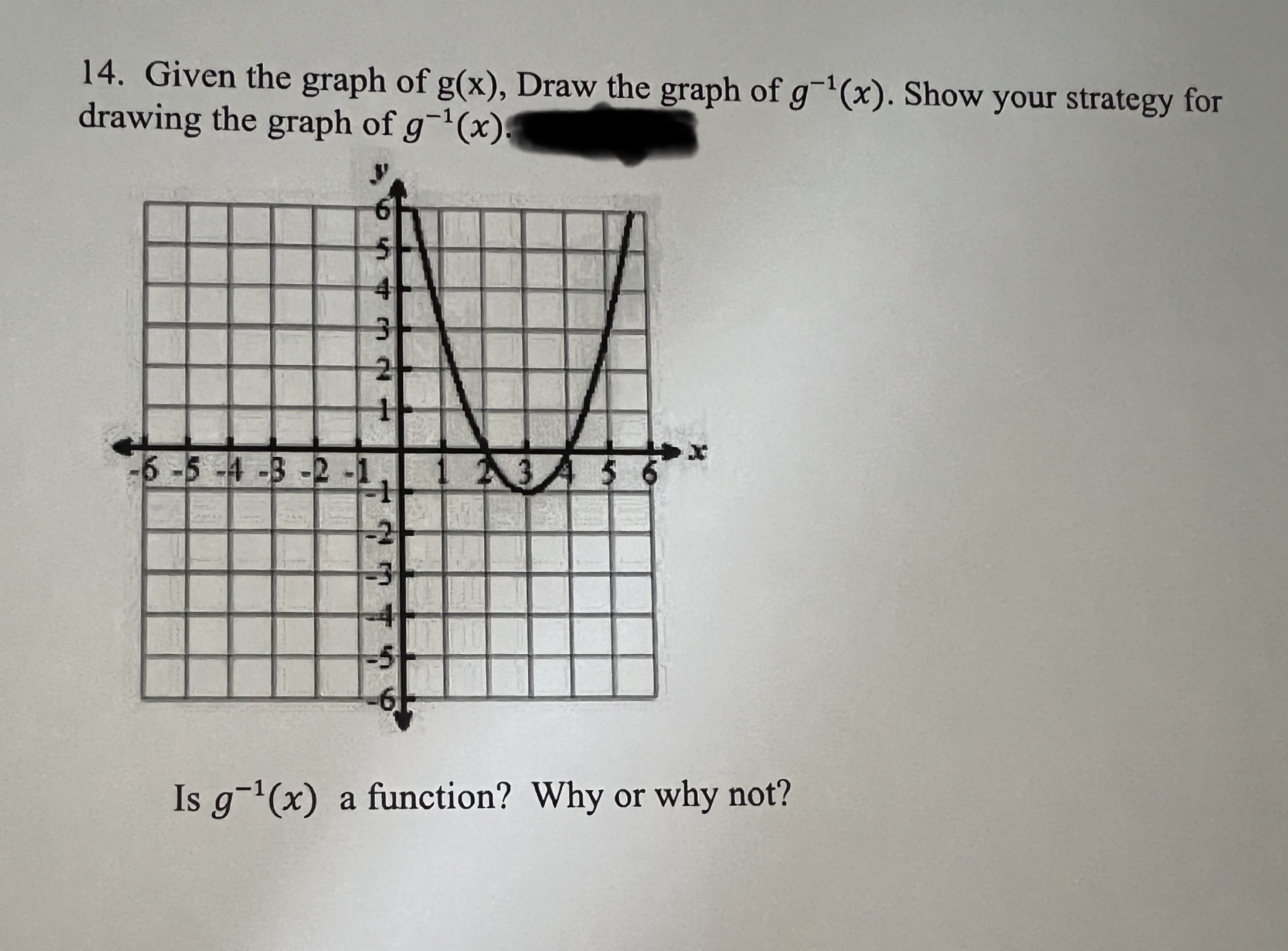 14. Given the graph of g(x), Draw the graph of