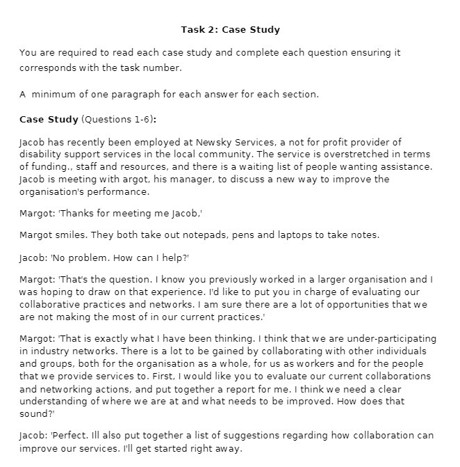 Task 2: Case Study You are required to read each
