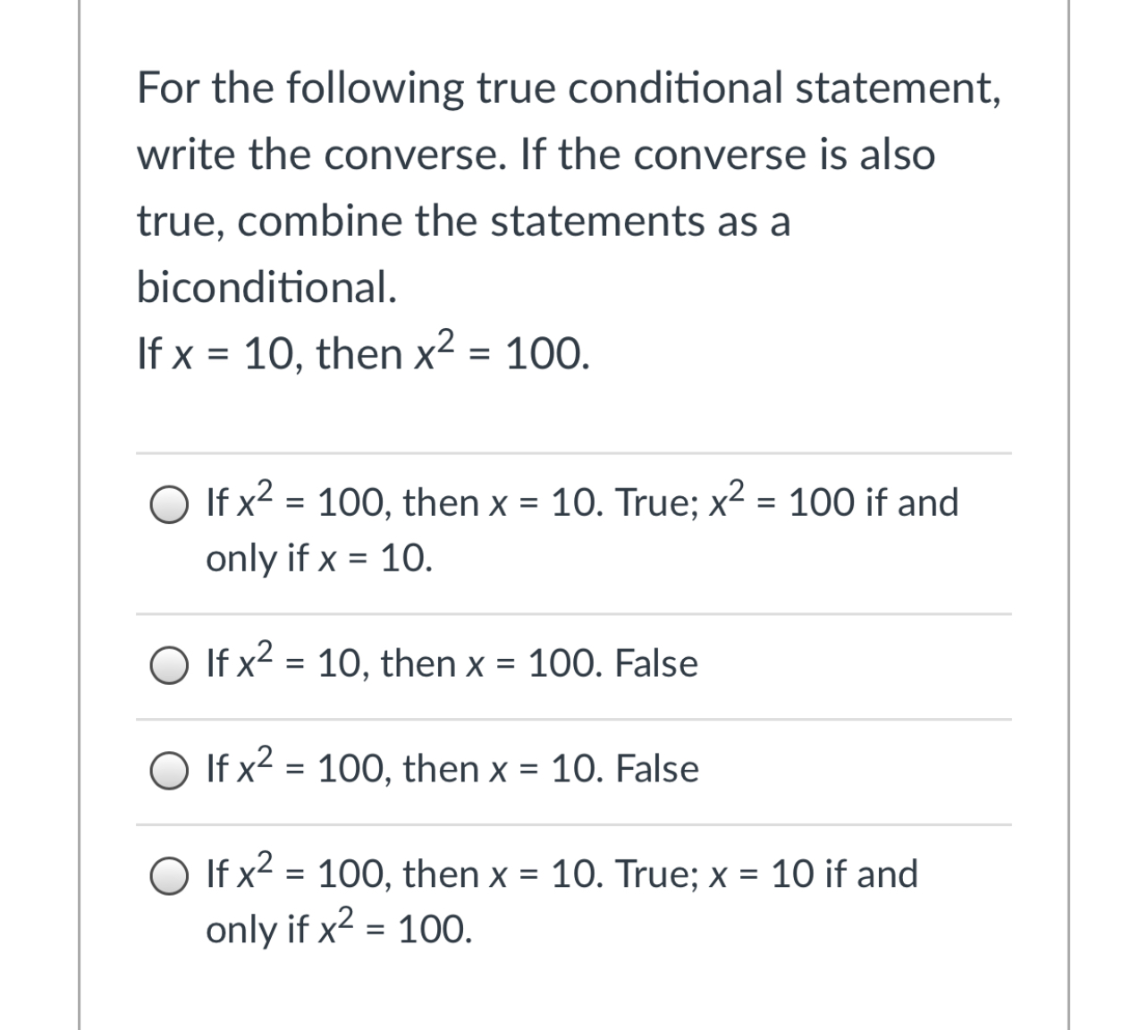 Need help figuring out biconditional statement