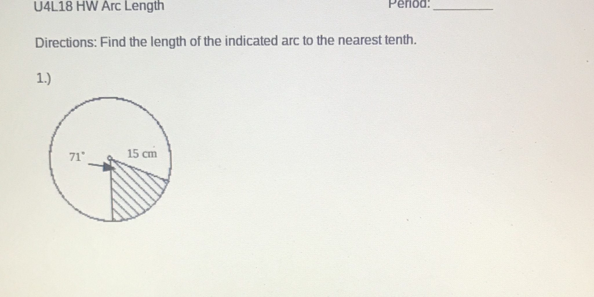 Arc length Find the length of the indicated arc