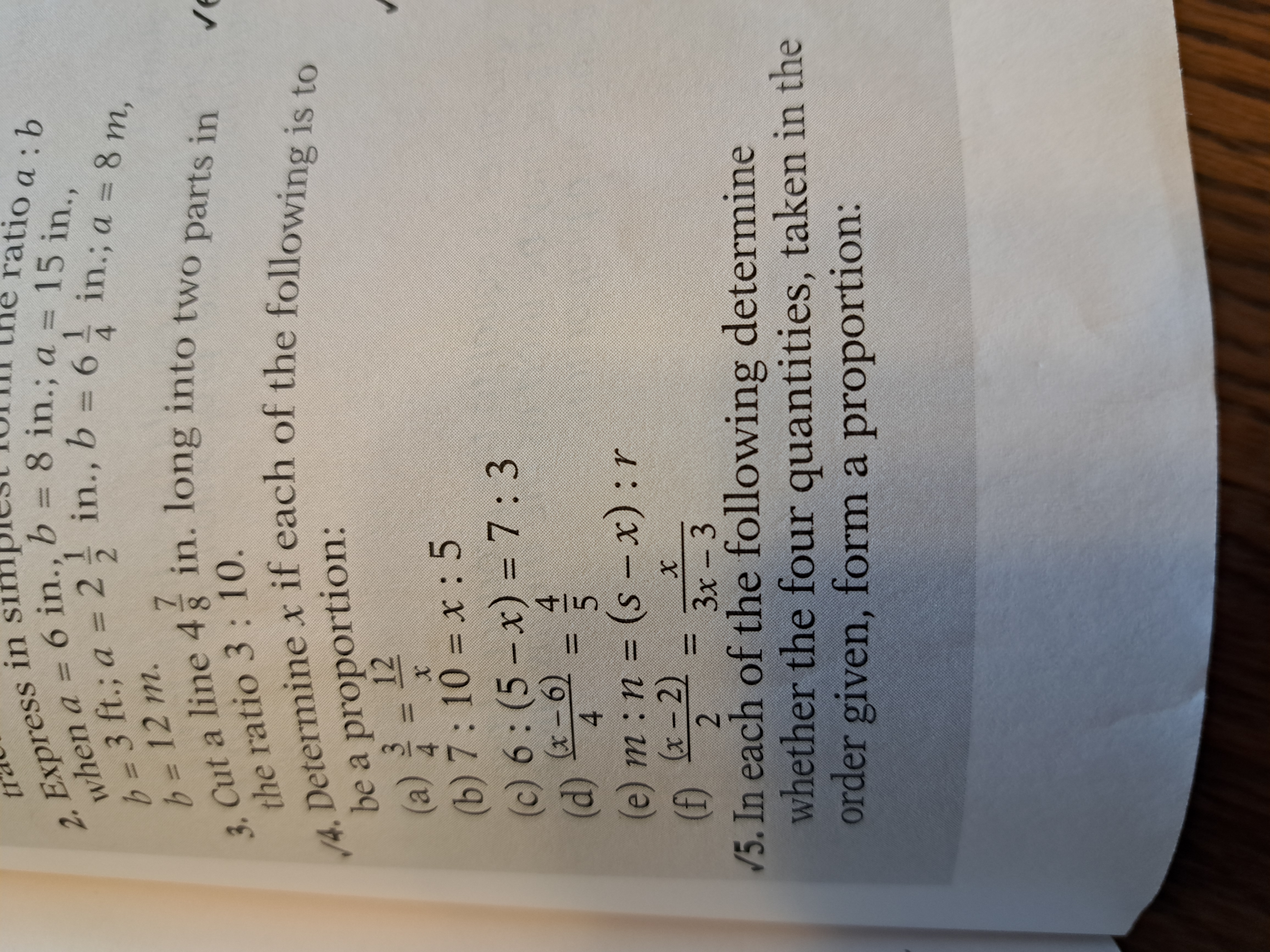 2. Express in sim he ratio a : b when a = 6 in.,