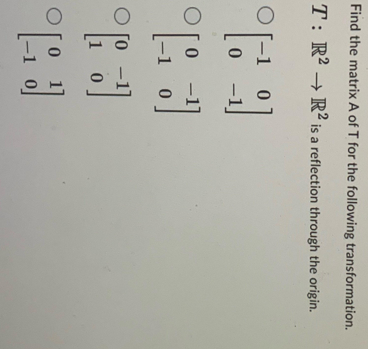 Find the matrix A of T for the following