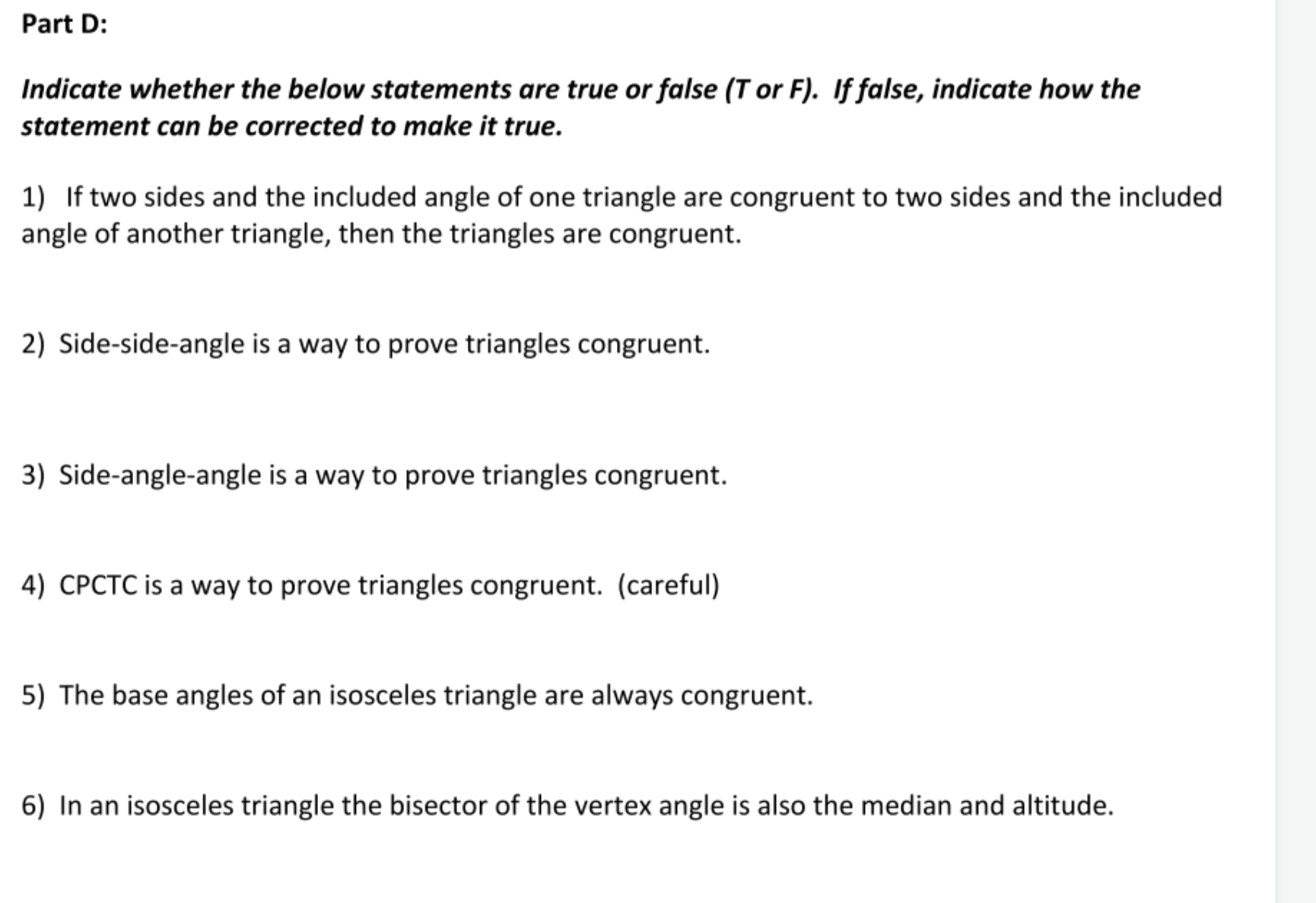 Part A: In Problems 1-9 use the given information