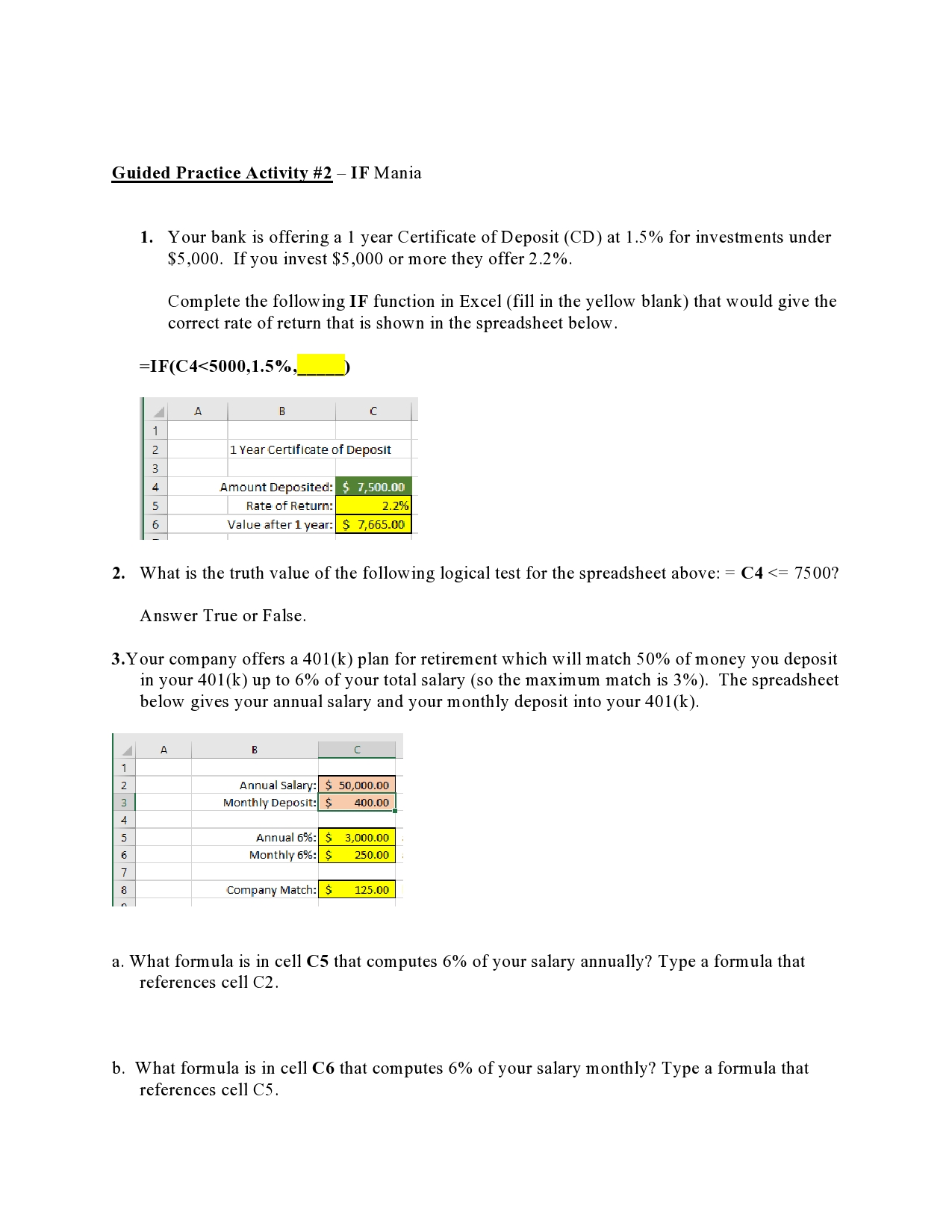 Guided Practice Activity #2 - IF Mania 1. Your
