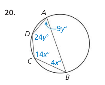 in exercise 19-20, find the values of x and y.