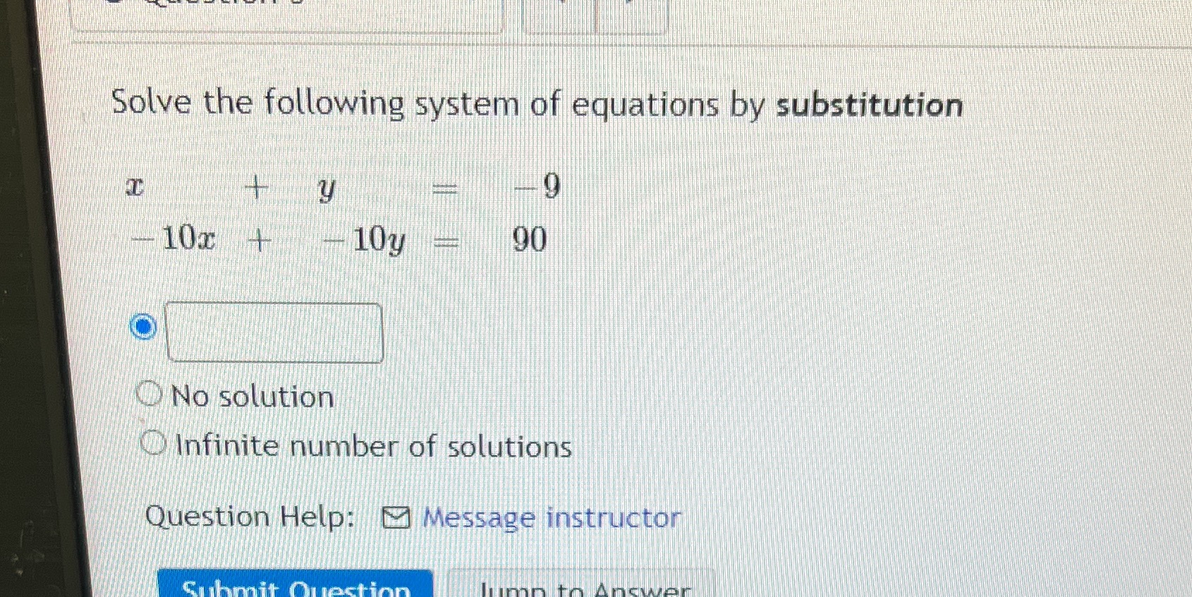Solve the following system of equations by