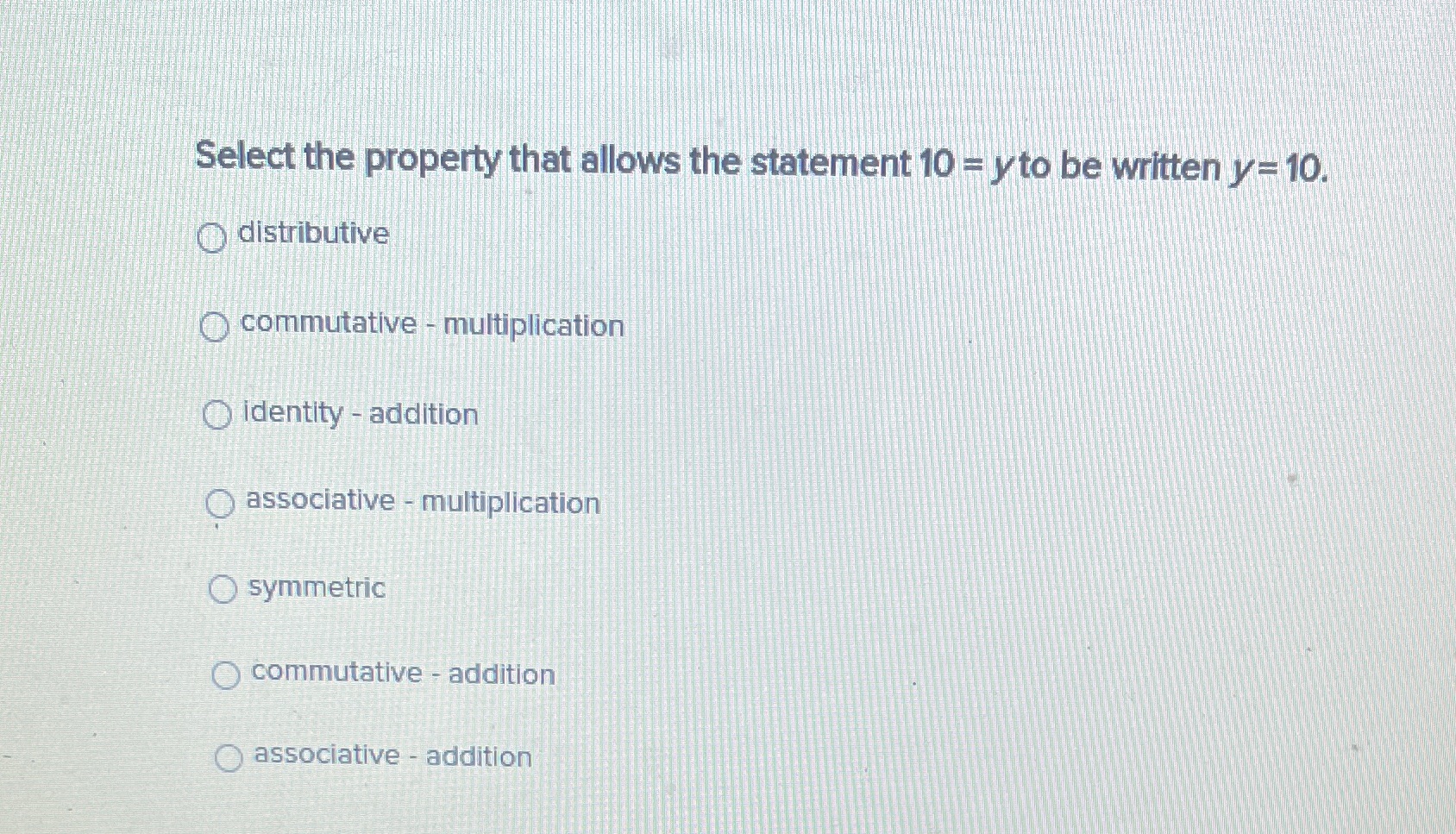 Select the property that allows the statement 10