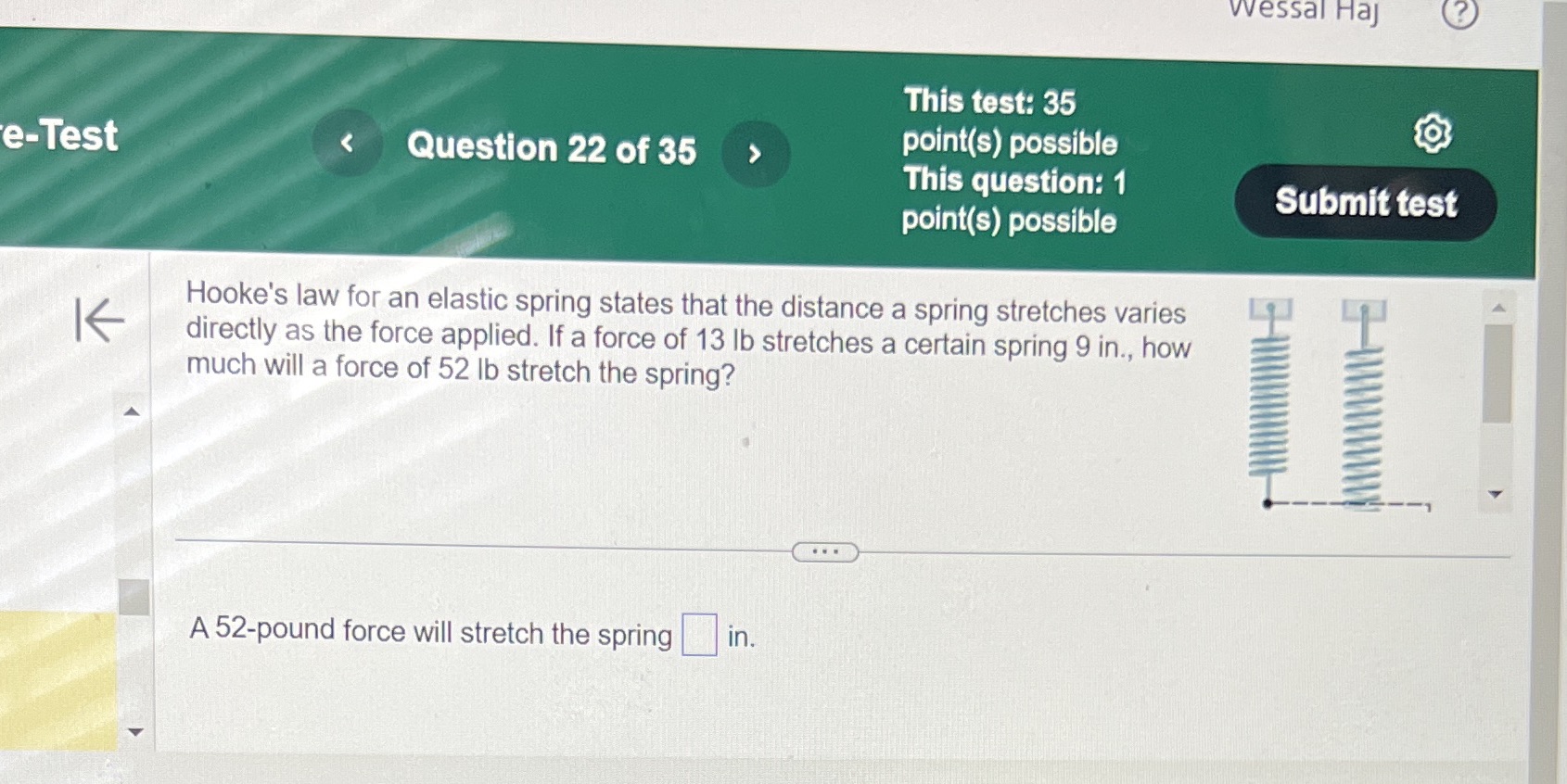wessal Hat (.5) This test: 35 Question 22 of 35  style=