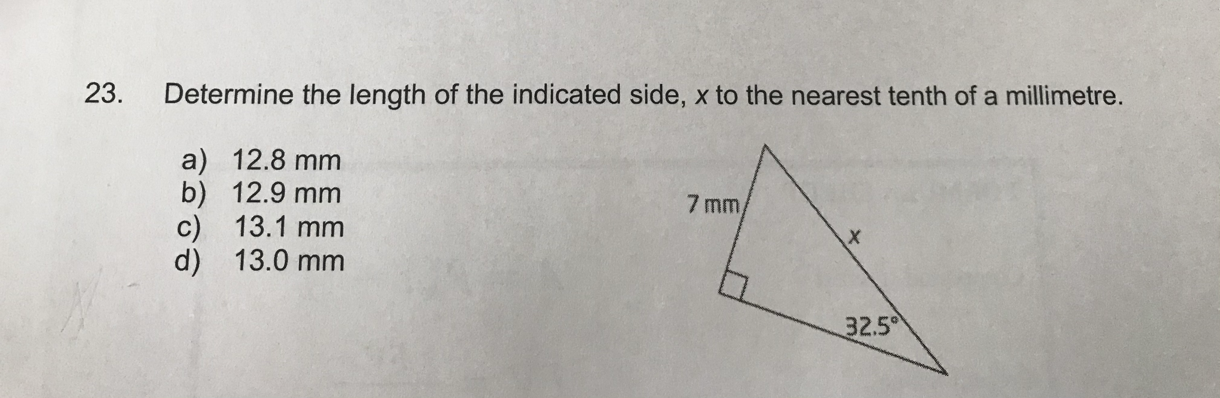 23. Determine the length of the indicated side, x
