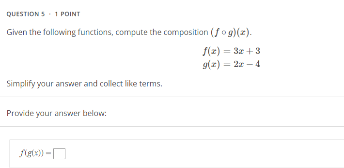 QUESTION 1 . 1 POINT Given the following