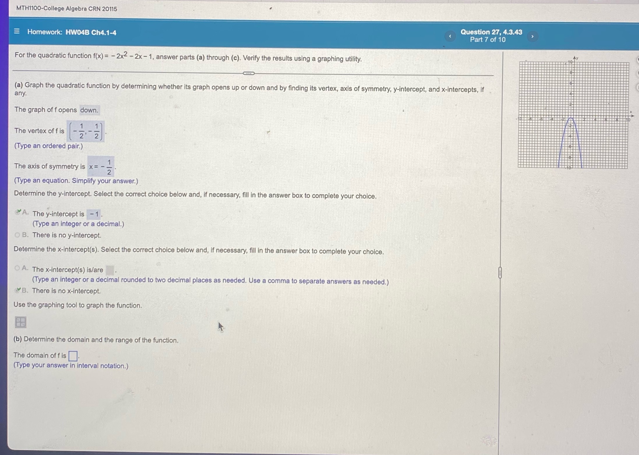 Please answer the domain of f is MTH1100-College