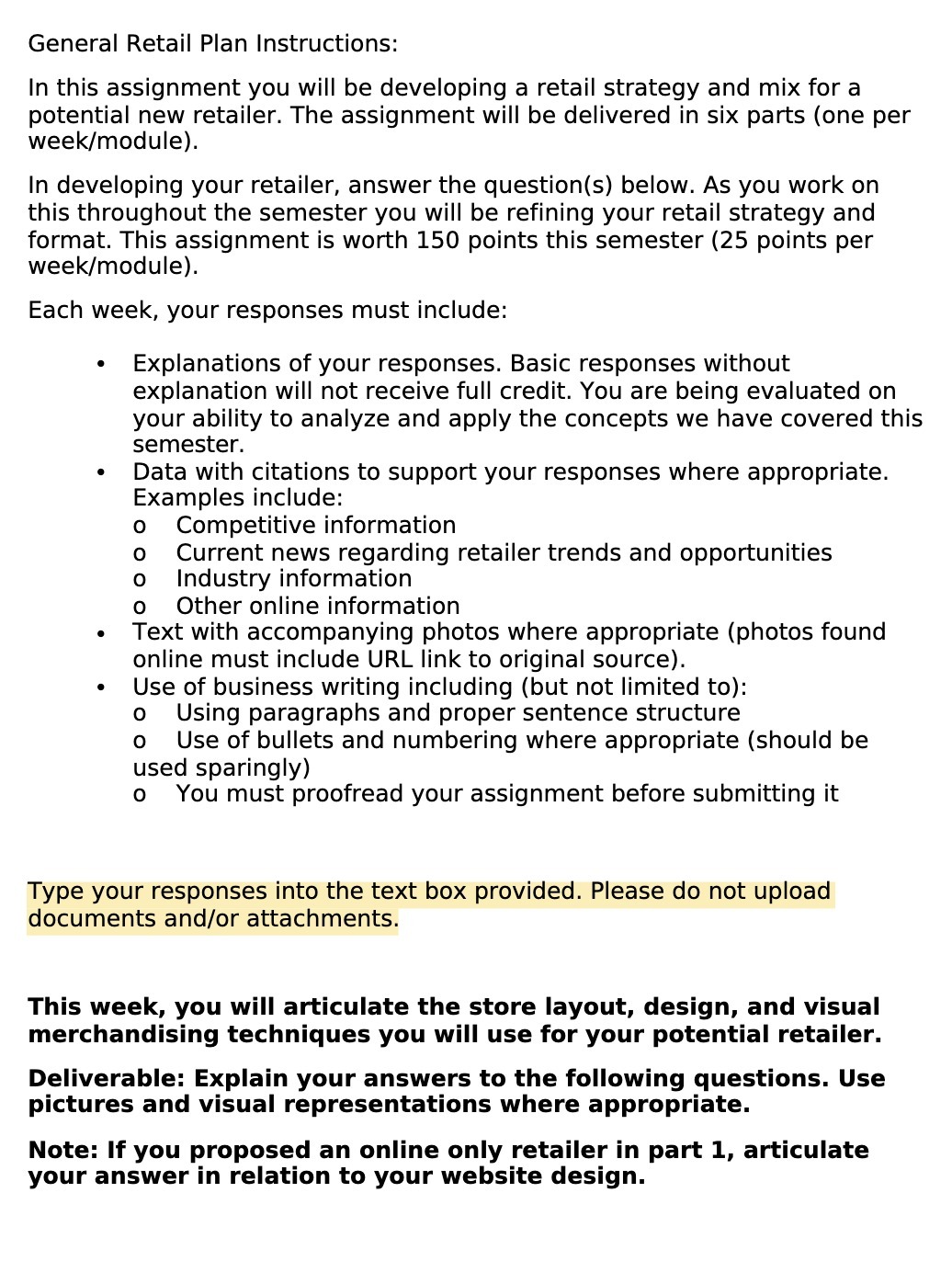 General Retail Plan Instructions: In this