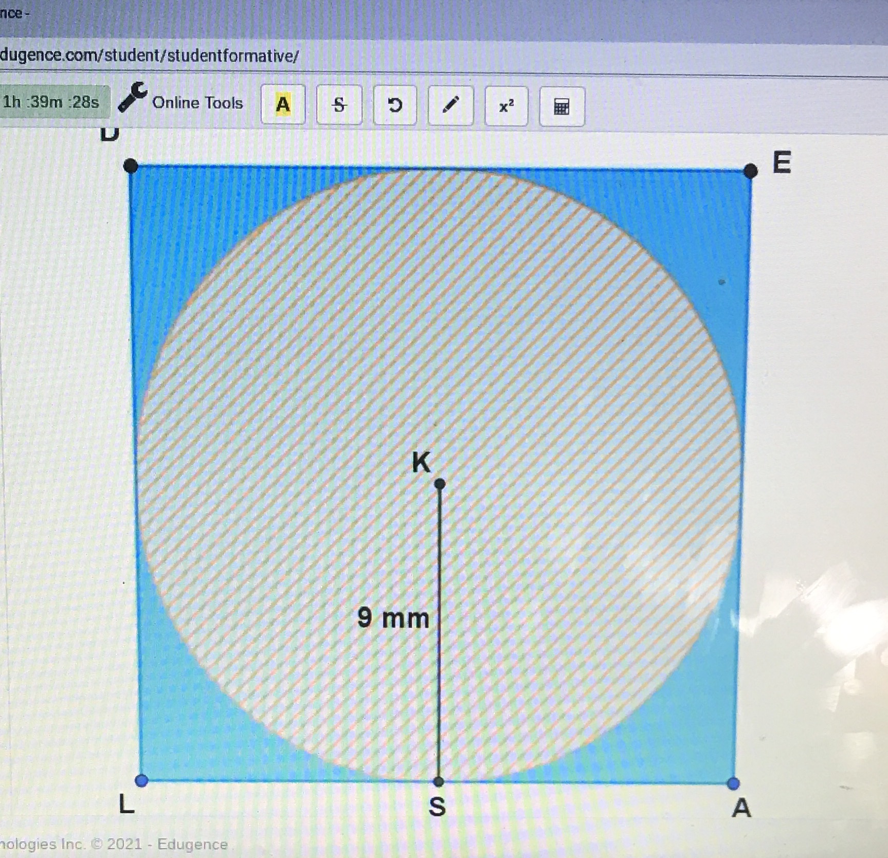 Circle K is inscribed in square DEALWhich of the