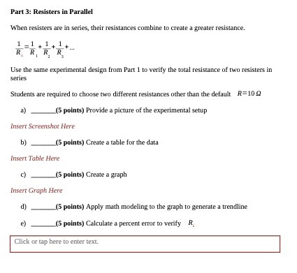 Part 3: Resisters in Parallel When resisters are