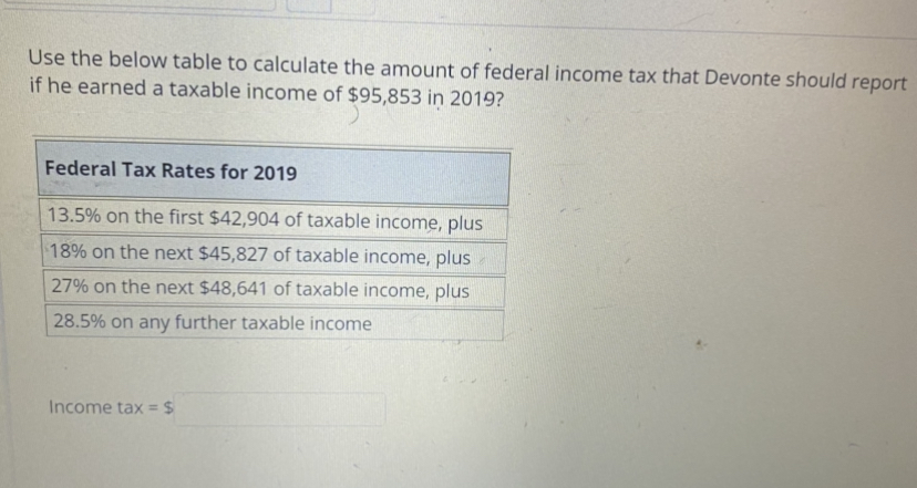 Use the below table to calculate the amount of