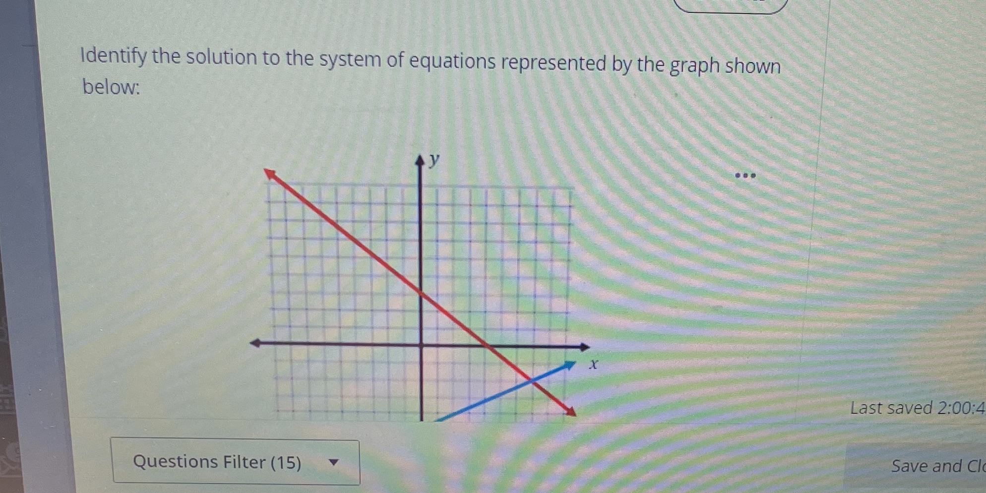 Identify the solution to the system of equations