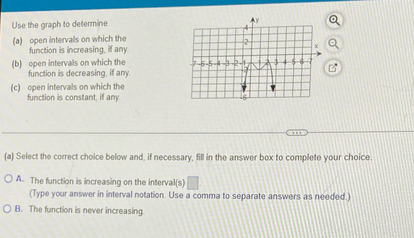 Use the graph to determine (a) open intervals on