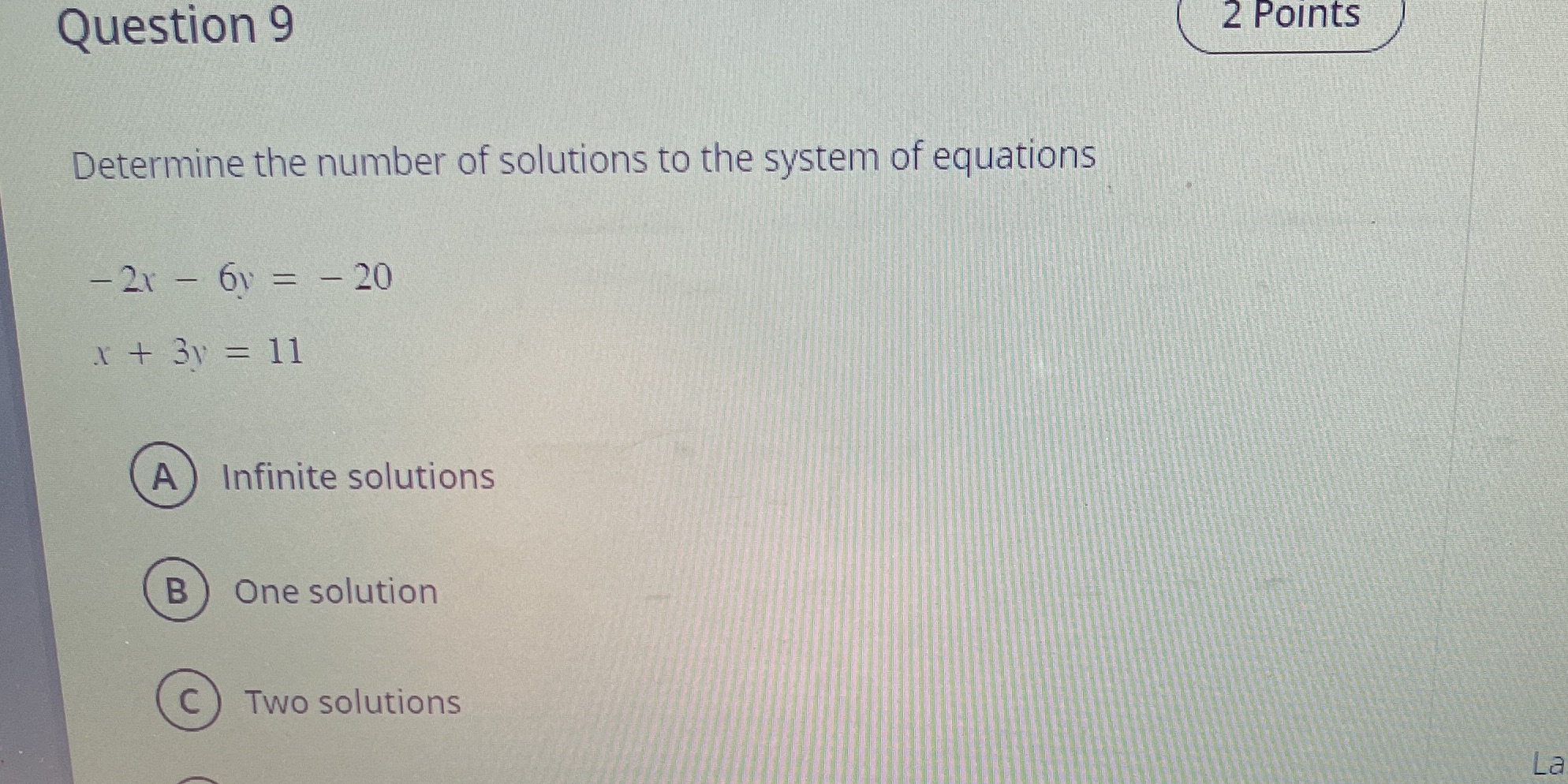 Question 9 2 Points Determine the number of