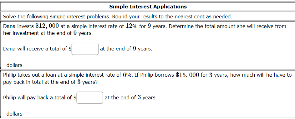 I Simple Interest Applications I Solve the
