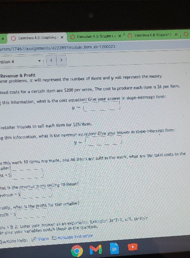 need help X Exercises 4.3: Graphing ( X Exercise,