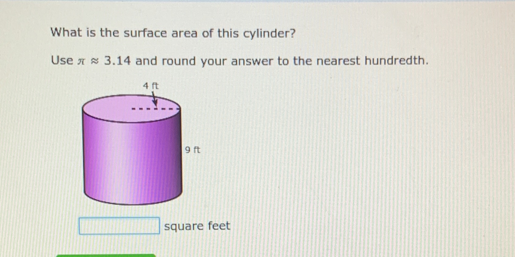 What is the surface area of this cylinder? Use a