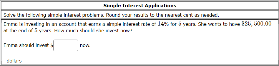 I Simple Interest Applications I Solve the
