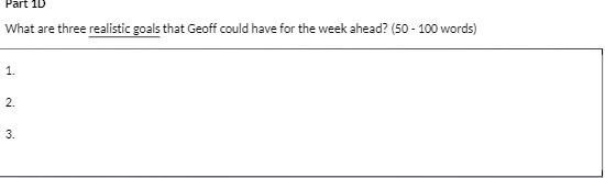 Part 1D What are three realistic goals that Geoff