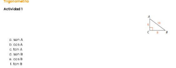 Trigonometric Actividad 1 TO C O. son A b. CO9 A