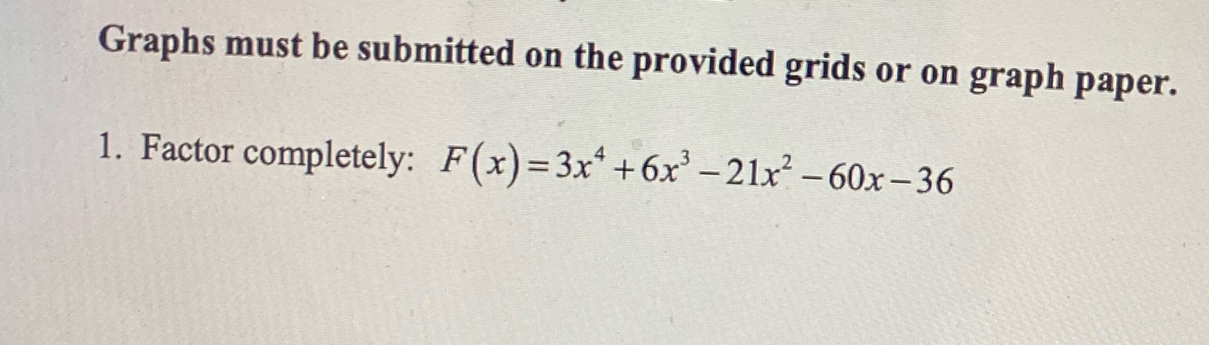 Graphs must be submitted on the provided grids or