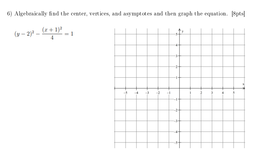 6) Algebraically find the center, vertices, and