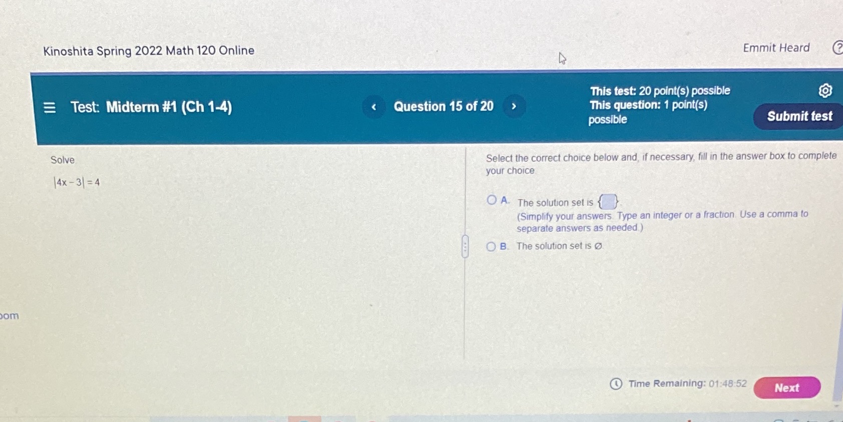 Kinoshita Spring 2022 Math 120 Online Emmit Heard