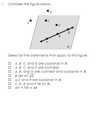 1. Consider the figure below. D E A Select all