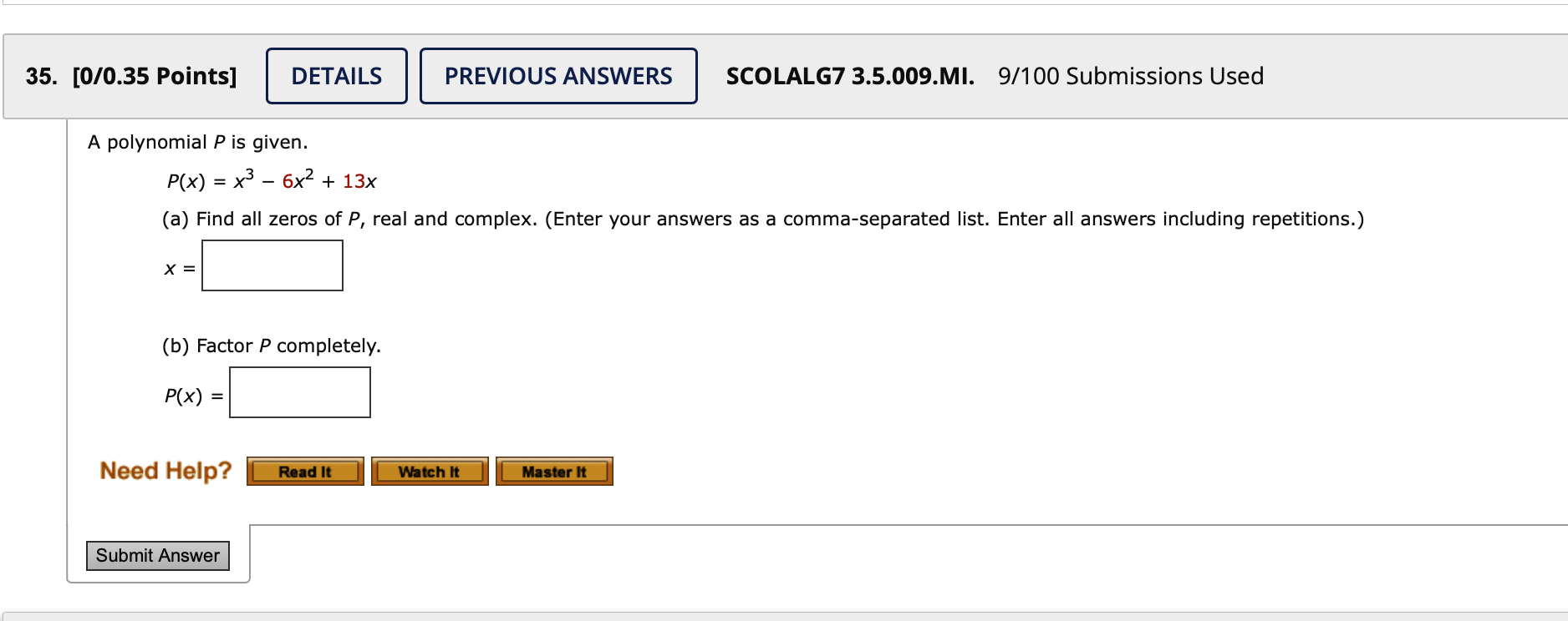35. [0/0.35 Points] DETAILS PREVIOUS ANSWERS