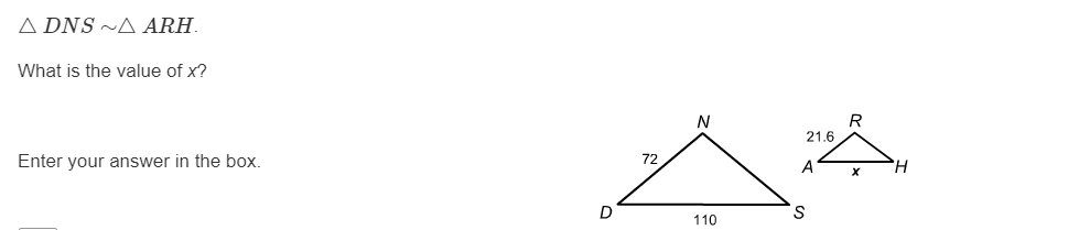 A DNS ~ ARH. What is the value of x? N R 21.6
