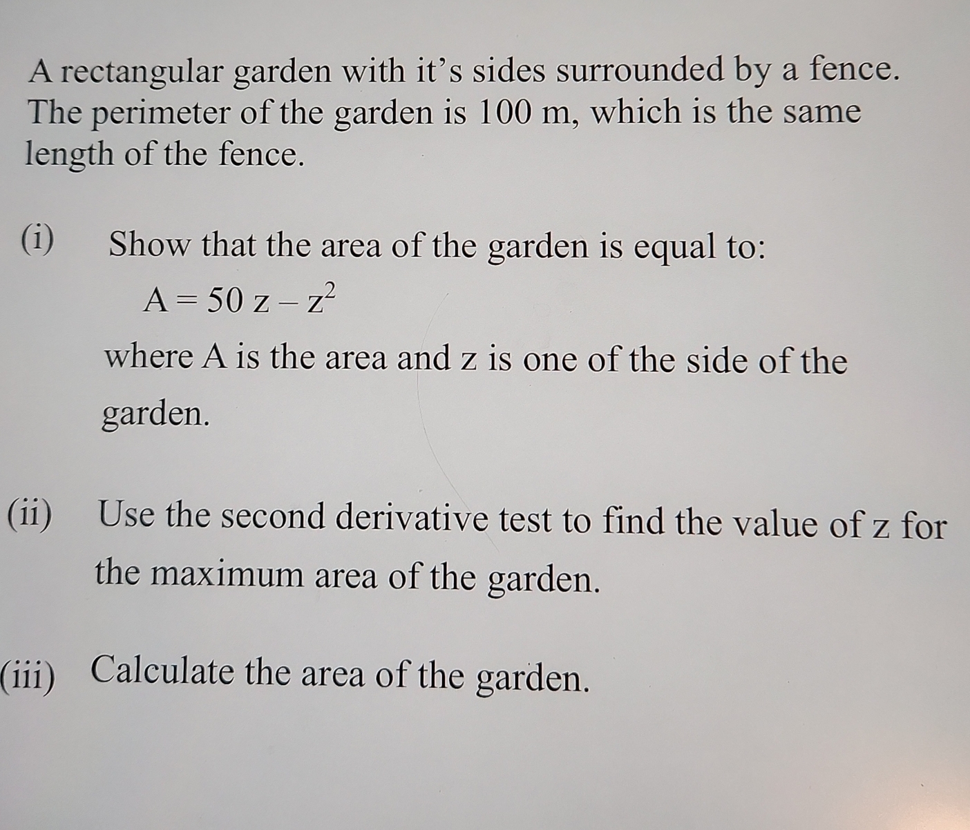 A rectangular garden with it's sides