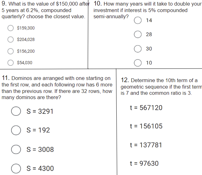Please answer all these multiple choice