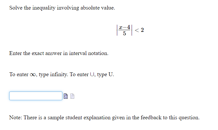 Solve the inequality involving absolute value. -4