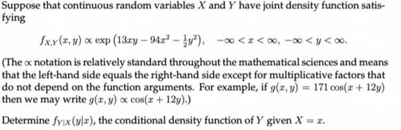 Suppose that continuous random variables X and Y