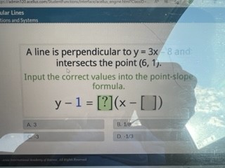 ular Lines A line is perpendicular to y = 3x -8