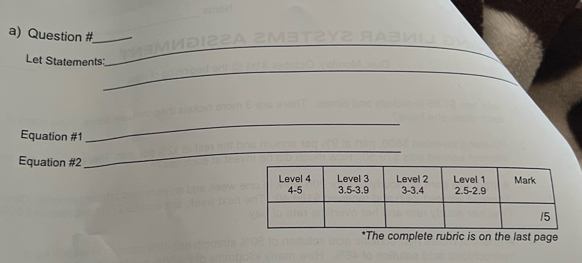 a) Question # ADIeZA 2METZY Let Statements: