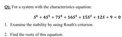 Q): For a system with the characteristics