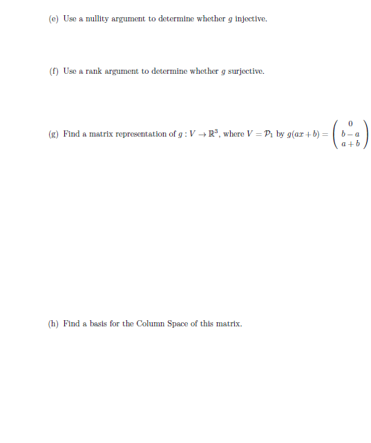 0 43. Define g : V - RS, where V = Pi by g(ar +